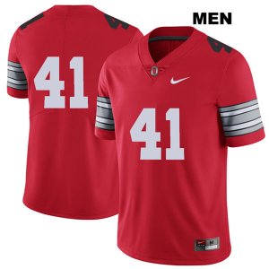 Men's NCAA Ohio State Buckeyes Hayden Jester #41 College Stitched 2018 Spring Game No Name Authentic Nike Red Football Jersey SA20E06PV